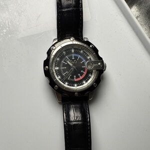 D&G Black Leather Strap Timepiece